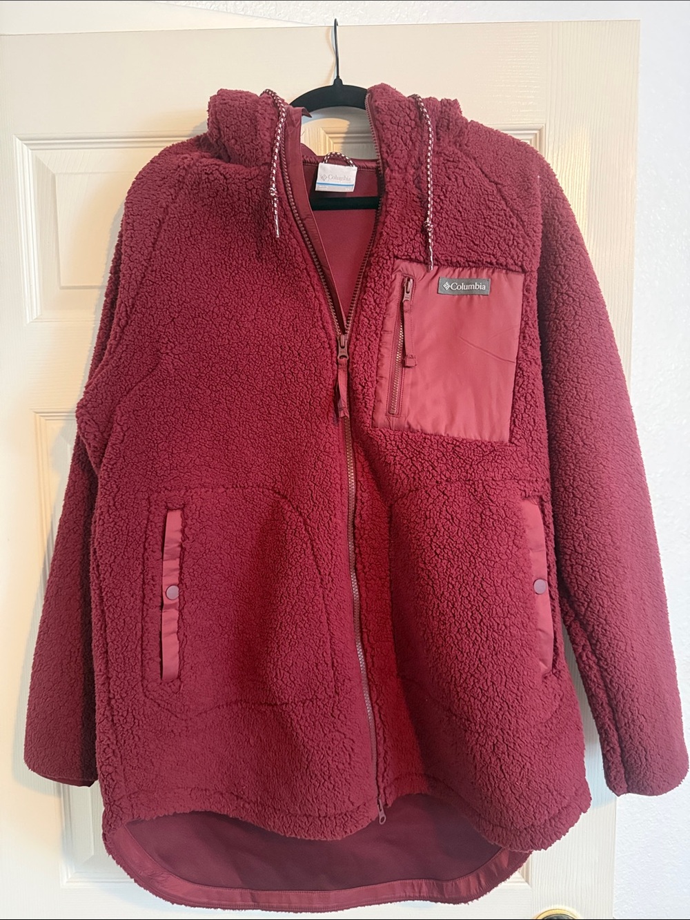 Columbia Burgundy Hooded Sherpa Puffer Jacket